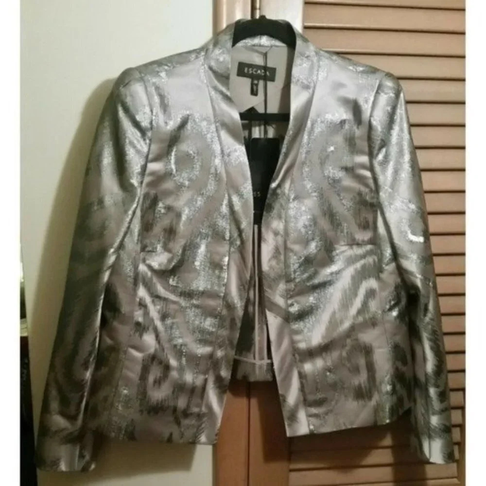 ESCADA 'Steel' Color Design Jacket Blazer Front Fastener Closure No Pockets